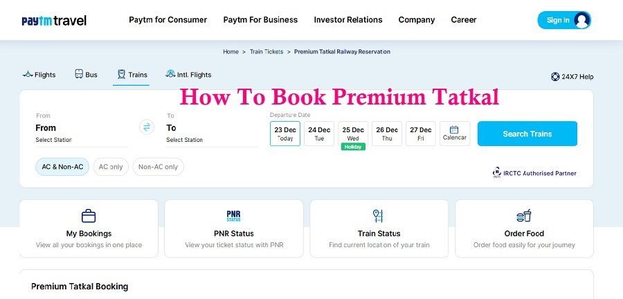 How To Book Premium tatkal